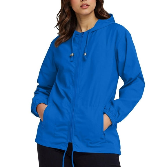 Hueook Coats for Women Rainproof Jacket for Women Waterproof and Zipper Jacket Quarter Sleeve Hooded Jacket Raincoat Jacket with Pockets Blue 4X