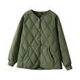 thumbnail image 1 of Hueook Coats for Women Women Warm Quilted Jackets for Women Long Sleeve Floral Soild Puffer Jacket Coats with Pockets Army Green 2X, 1 of 7