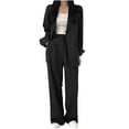 thumbnail image 1 of Hueook Comfy Sets for Women Clothing Women's Fashionable High-end Temperament Commuting Suit Lapel Set Black S, 1 of 6