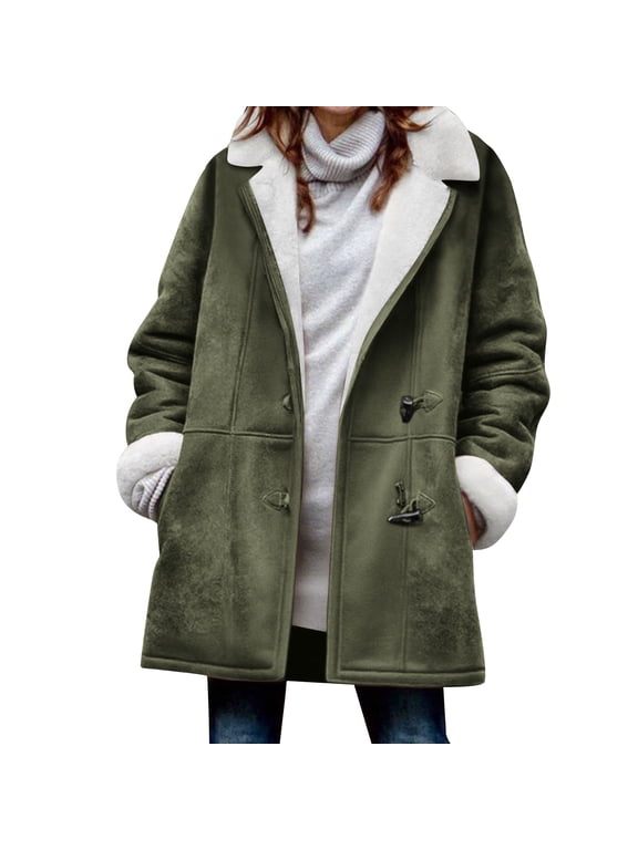 Corduroy Jacket Women Warm Quilted Jackets for Women Long Sleeve Floral Soild Puffer Jacket Coats with Pockets Army Green S