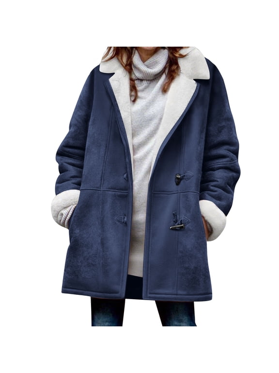Corduroy Jacket Women Warm Quilted Jackets for Women Long Sleeve Floral Soild Puffer Jacket Coats with Pockets Blue M