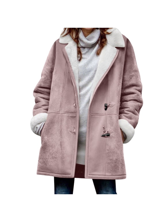 Corduroy Jacket Women Warm Quilted Jackets for Women Long Sleeve Floral Soild Puffer Jacket Coats with Pockets Pink 4X