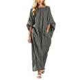 thumbnail image 1 of Hueook Cotton Dresses for Women V Neck Long Sleeve Loose Fit Casual Long Maxi Dress Black 2X, 1 of 5