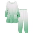 thumbnail image 1 of Hueook Cotton Pajamas for Women Fleece-Lined Pajama Set Green S, 1 of 5