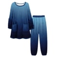 thumbnail image 1 of Hueook Cotton Pajamas for Women Fleece-Lined Pajama Set Navy S, 1 of 5