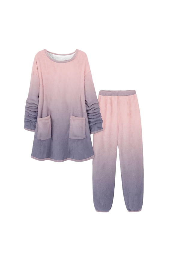 Cotton Pajamas for Women Fleece-Lined Pajama Set Pink 3X