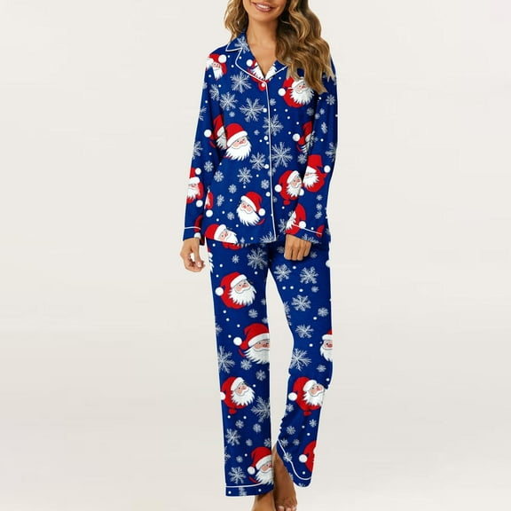 Hueook Cotton Pajamas for Women Set Womens Pajamas Set Women's Home Pocket Printed Pajama Set for Daily Home Wear Multicolor XL