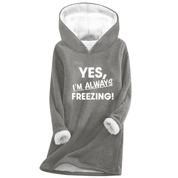 Hueook Crewneck Sweatshirts Women Women's Digital Printed Plush and Thickened Fashionable Casual Long Sleeved Hooded Round Neck Sweatshirt Dark Gray 2X