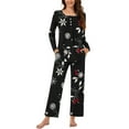 thumbnail image 1 of Hueook Cute Womens Fall Pajamas Women's Pajamas Women Christmas Fashionable and Casual Loose Printed Round Neck Button Up Long Sleeved Pants Pajama Set Multicolor 2X, 1 of 7