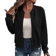 thumbnail image 1 of Hueook Fall 2026 Waffle Jacket Women Fashion Long Sleeve Zipper Black M, 1 of 8