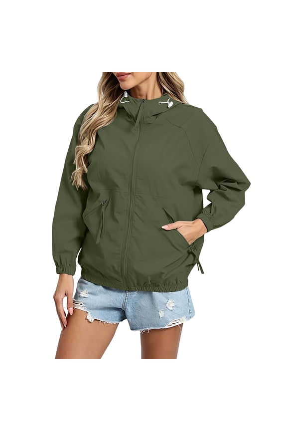Fall Coats for Women Waterproof with Hood Anorak Rainjacket Hooded Long Sleeve Windproof Outdoor Sports Mountaineering Jacket with Pockets Army Green 3X