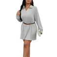 thumbnail image 1 of Hueook Fall Dresses for Women Solid Color Long Sleeved Plus Size Dress Gray 2X, 1 of 7