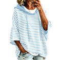 thumbnail image 1 of Hueook Fall Hoodies for Women Striped Print Drawstring Long Sleeve Casual Sweatshirt with Pockets Sky Blue L, 1 of 9