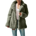 thumbnail image 1 of Hueook Fall Jackets for Women 2025 Womens Puffer Jacket Women's Solid Winter Faux Coats Long Sleeve Lapel Pockets Fleece Jacket Casual Trendy Outerwear Green M, 1 of 4