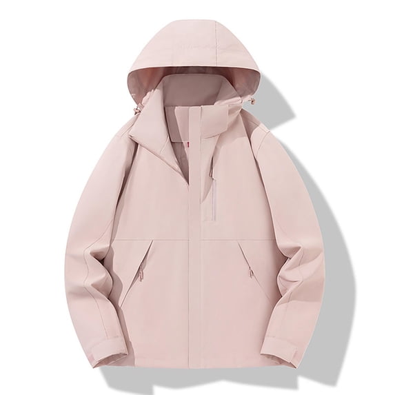 Hueook Fall Jackets for Women Insulated Hiking Color Detachable Cap Breathable Thin Sunscreen Coat Jacket Pink M
