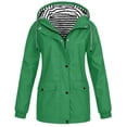 thumbnail image 1 of Hueook Fall Jackets for Women Ladies Waterproof Outdoor Hiking Drawstring Long Sleeve Windbreaker Green S, 1 of 9