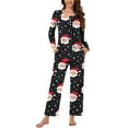 thumbnail image 1 of Hueook Fall Pajamas Women Cute Fall Pajamas for Women Women Christmas Fashionable and Casual Loose Printed Round Neck Button Up Long Sleeved Pants Pajama Set Multicolor XL, 1 of 7