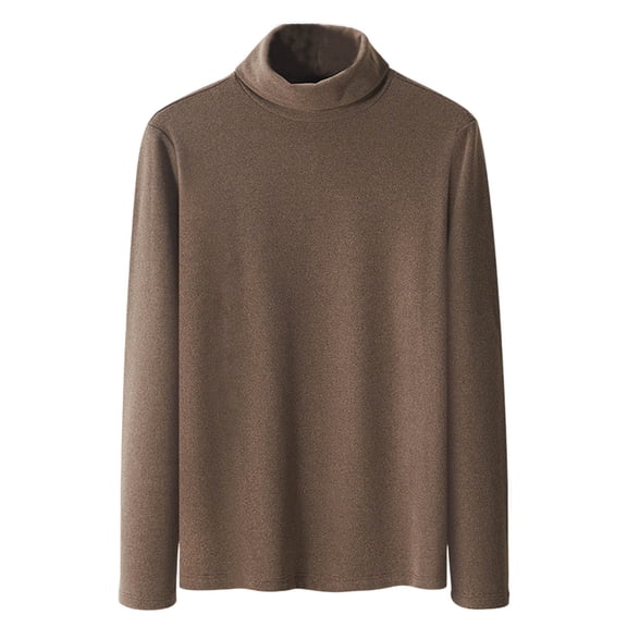 Hueook Fall Sweaters Men Casual Fashion Solid Color Warm Knitted Sweater Long Sleeves Rong Top Coffee 2X
