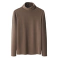 thumbnail image 1 of Hueook Fall Sweaters Men Casual Fashion Solid Color Warm Knitted Sweater Long Sleeves Rong Top Coffee 5X, 1 of 5
