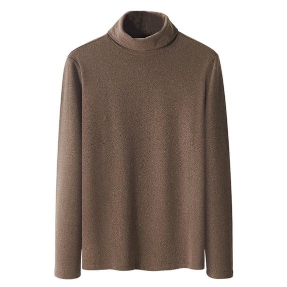 Hueook Fall Sweaters Men Casual Fashion Solid Color Warm Knitted Sweater Long Sleeves Rong Top Coffee 5X