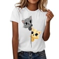 thumbnail image 1 of Hueook Fall Tops for Women Running Shirts Women's Funny Graphic Print Short Sleeve Crew Neck T-Shirt Humor Tee for Casual Wear White XL, 1 of 6