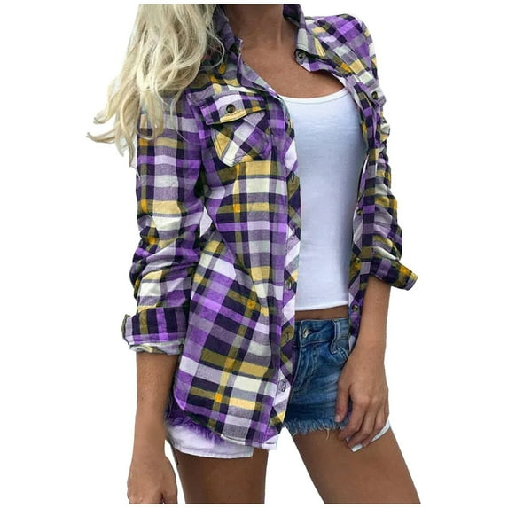 Hueook Fall Winter Cardigans for Women Plus Size Long Sleeve T-Shirt Fashion Casual Vintage Plaid Printed Cardigan Tops Blouse Coat 50% Off Clearance