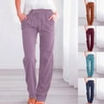 thumbnail image 1 of Hueook Fashion Womens Casual Solid Color Elastic Loose Pants Straight Wide Leg Trousers Pants Coffee 5X, 1 of 6
