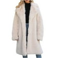thumbnail image 1 of Hueook Faux Fur Jacket Women Womens Ladies Warm Faux Furry Long Coat Jacket Winter Solid V-neck Outerwear Beige S, 1 of 8