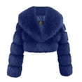 thumbnail image 1 of Hueook Faux Fur Jacket Women's Synthetic Short Style Big Collar Long Sleeved Jacket Zipper Jacket Navy XL, 1 of 5