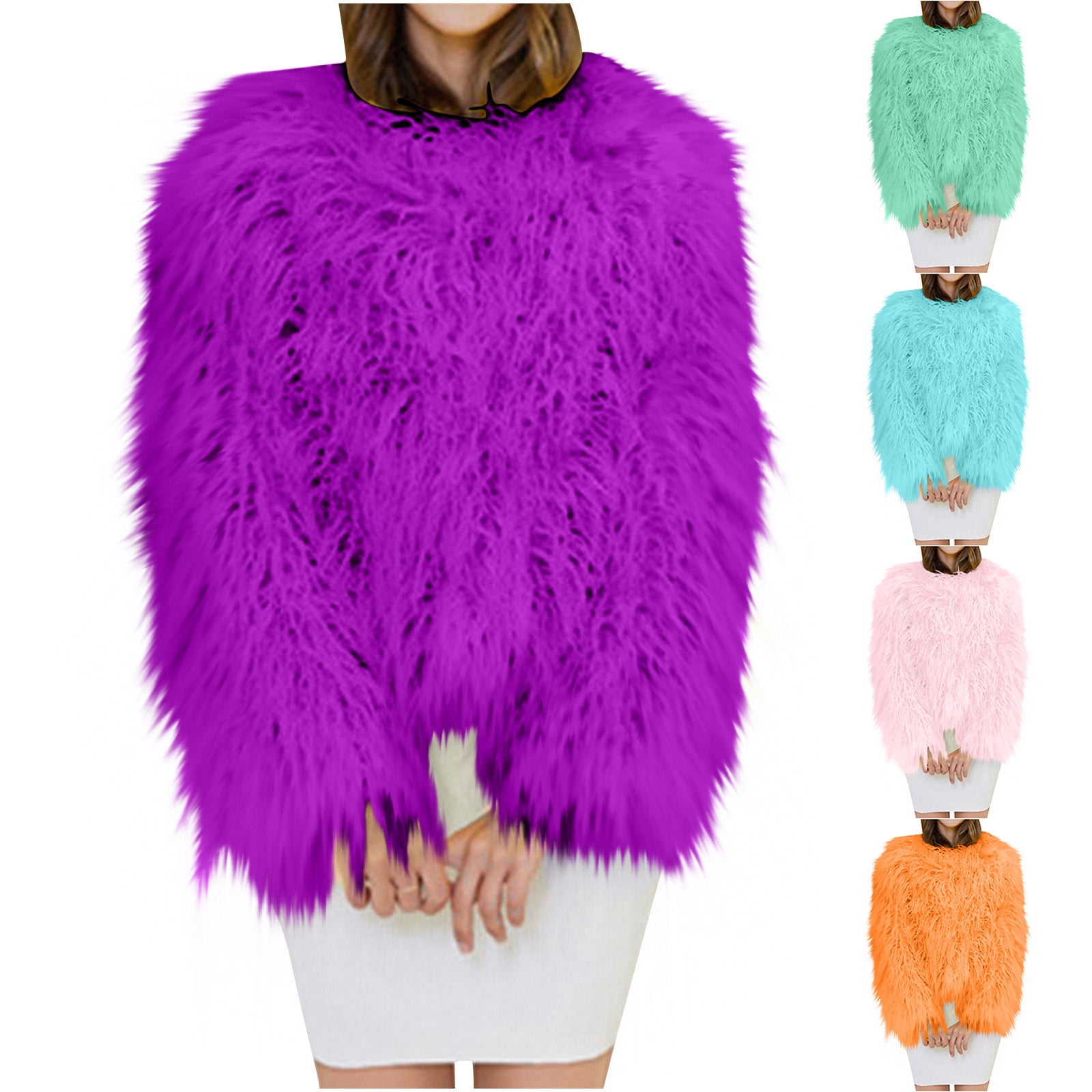 Hueook Faux Fur Vest Women Winter Solid Color Casual Extended Warm Jacket Pink 3X