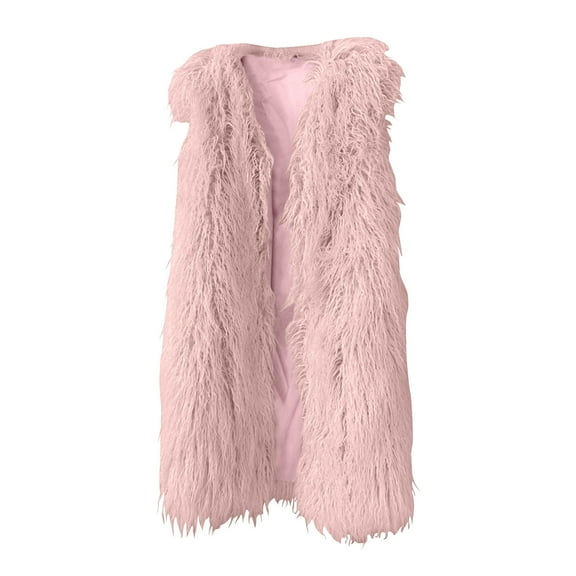 Hueook Faux Suede Jacket Women Winter Solid Color Casual Extended Warm Jacket Pink L