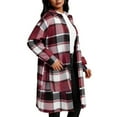 thumbnail image 1 of Hueook Flannel Jacket Women Fashion Women's Casual Pocket Long Sleeve Turndow Collar Ladies Top Blouse Coat Red XL, 1 of 7