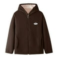 thumbnail image 1 of Hueook Fleece Jacket Women Fashion Solid Color Casual Zipper Stand Sports Fleece Long Sleeved Long Sleeve Hooded Casual Outwear Brown 5X, 1 of 6