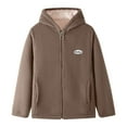 thumbnail image 1 of Hueook Fleece Jacket Women Fashion Solid Color Casual Zipper Stand Sports Fleece Long Sleeved Long Sleeve Hooded Casual Outwear Coffee 2X, 1 of 6
