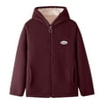 thumbnail image 1 of Hueook Fleece Jacket Women Fashion Solid Color Casual Zipper Stand Sports Fleece Long Sleeved Long Sleeve Hooded Casual Outwear Wine 2X, 1 of 5