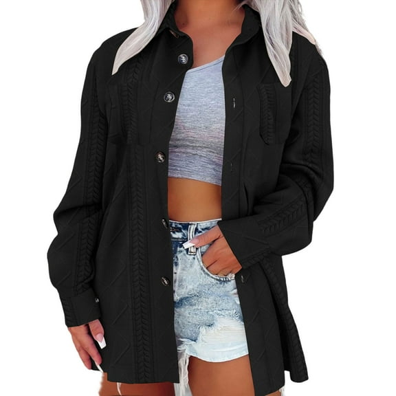 Hueook Fleece Jacket Women Lightweight Jacket Women Womens Solid Color Winter Fleece Jacket Long Sleeve Zip Up Coat Clothes Black 2X