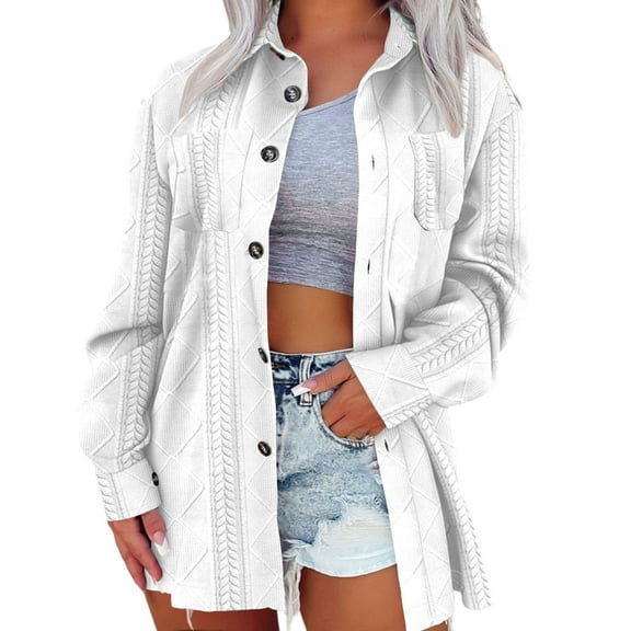 Hueook Fleece Jacket Women Lightweight Jacket Women Womens Solid Color Winter Fleece Jacket Long Sleeve Zip Up Coat Clothes White 2X
