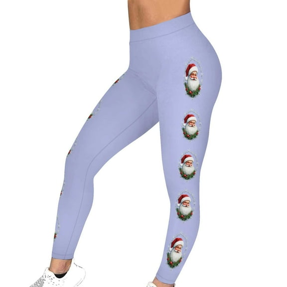 Hueook Fleece-Lined Leggings for Women Women's Christmas Print Leggings Sports Fitness Pants Solid Colored Casual Tight Fitting Tight Peach Hip Yoga Pants Stretch Pants Light Blue M