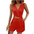 thumbnail image 1 of Hueook Floral Romper Dress Elegant Halter Playsuit Women’s Casual Fashion Print Elastic Waist Short Jumpsuit Army Green M, 1 of 8