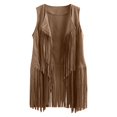 thumbnail image 1 of Hueook Fringe Vest 60s 70s Hippie Vest Sleeveless Winter Suede Ethnic Sleeveless Tassels Fringed Vest Cardigan Khaki 3X, 1 of 6