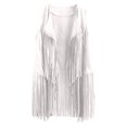 thumbnail image 1 of Hueook Fringe Vest 60s 70s Hippie Vest Sleeveless Winter Suede Ethnic Sleeveless Tassels Fringed Vest Cardigan White 2X, 1 of 7