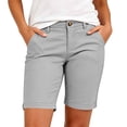 thumbnail image 1 of Hueook Golf Shorts Women Khaki Shorts Women's Solid Bermuda Shorts High Elasticity Stretch Twill Casual Walking with Elastic Back Waistband Summer Workwear Chino Hiking Shorts with Pockets Gray L, 1 of 9