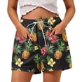 thumbnail image 1 of Hueook Hawaiian Shorts Plus Size Bermuda Shorts ladies Casual Drawstring Shorts with Pockets Summer Beach Pants Black M, 1 of 6