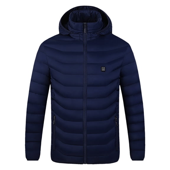 Hueook Heated Jacket Heated Jacket for Men Outdoor Warm Clothing Heated for Riding Skiing Fishing Charging Via Heated Coat Blue 4X