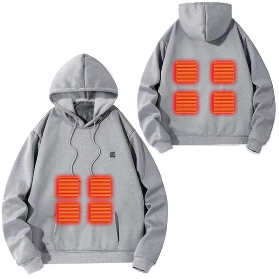 Hueook Heated Jackets Unisex Heated Hoodie Usb Rechargeable Thermal Sweatshirt Washable Hooded Sweatshirt For Men And Women Gray 3X