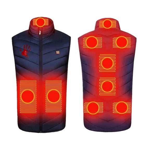 Hueook Heated Vest Heated Vest For Men Plus Size Heated Coat for Men and Women 9 Heating Heated Jacket Winter Heating Coat Navy XL