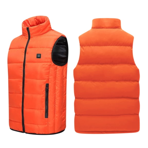 Hueook Heated Vests For Women Heated Vest Men USB Intelligent Constant Temperature Heated Windproof Plus Size Coat for Men and Women Winter 9 Heated Jacket Coat Orange L
