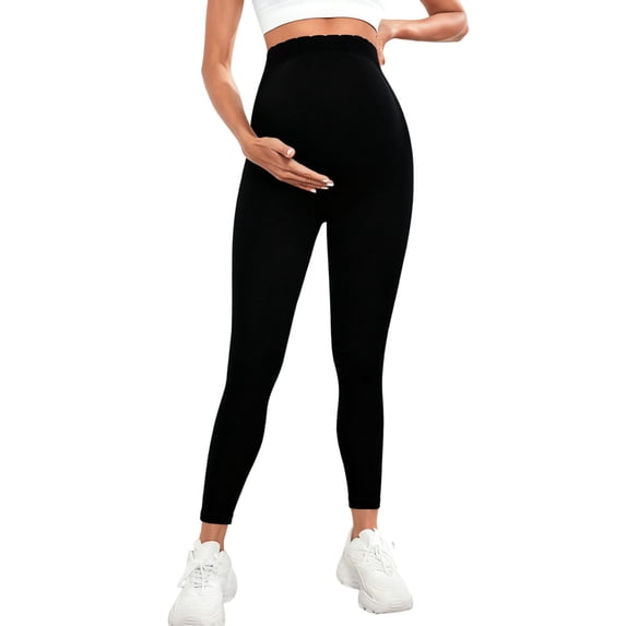 Hueook High Waist Tummy Control Legging for Women Yoga Pants Pregnant Women Elastic Waist for Breathability Leisure Sports Yoga Long Leggings Black 2X