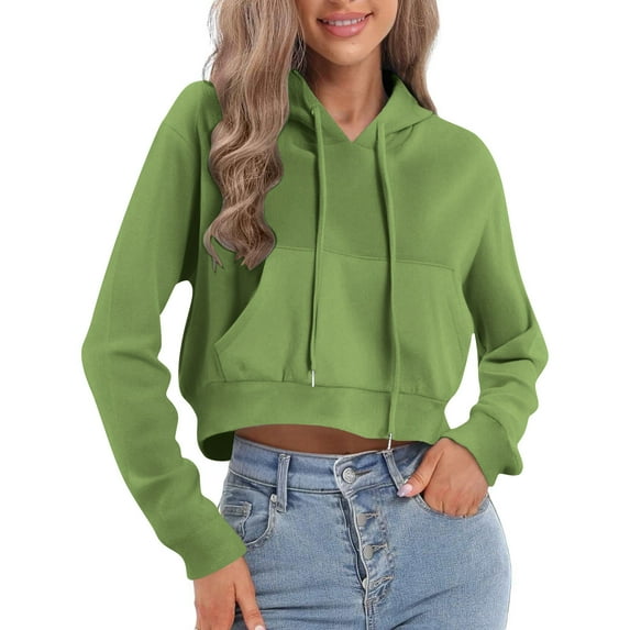 Hueook Hoodies for Women's Half Zip Up Hoodies Casual Long Sleeve Drawstring Sweatshirts Pullover Tops with Pockets Green XL