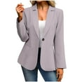thumbnail image 1 of Hueook Jackets for Women Fashion Solid Button Suit Coat Pocket Long Sleeve Hatless Casual Coat Blouse Gray M, 1 of 7
